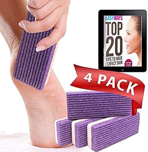 4 Pack Premium Foot File & Scrubber - 2-in-1 Callus Remover for Feet and Hands - Perfect Pedicure Tools for Exfoliation to Remove Dead Skin