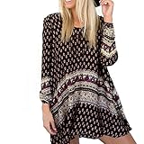 EFINNY Women's Bohemia Style Long Sleeve Sundress Beach Dress