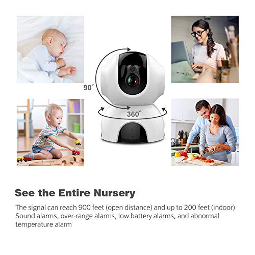 Bable Baby Monitor with Camera, 720P Video Baby Monitor with Infrared Night Vision Camera, Remote Control, Temperature Monitor, Two-Way Talk, Up to 900 feet