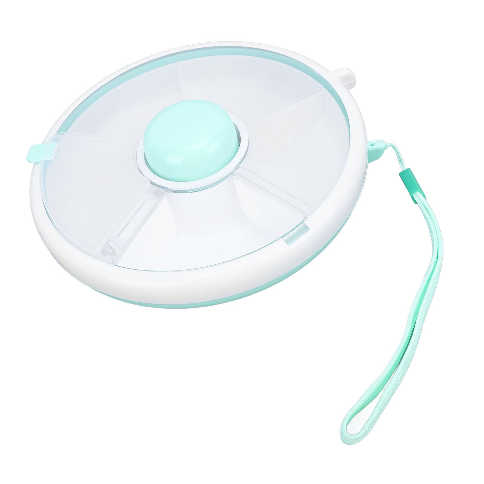 Photo 1 of Snack Container 360° Rotating Snack Fruit Tray Divided Snack Storage Organizer Kids Fruit Storage Box Large Capacity Sealing Snack Box (Mint Green)