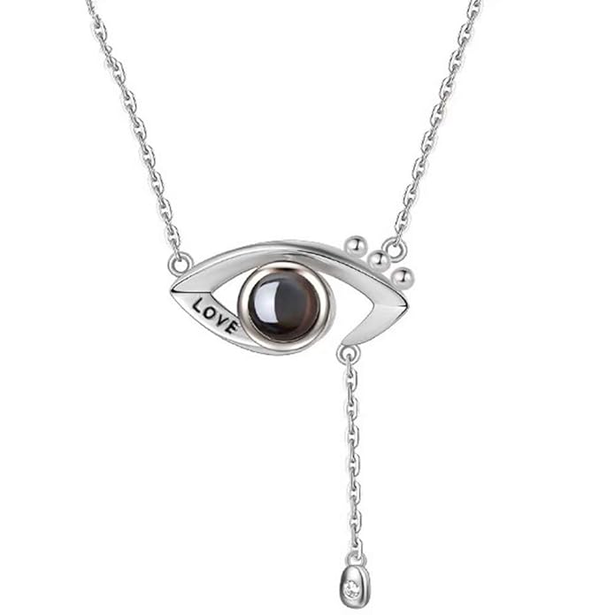 JF Ich Liebe Dich Halskette 100 Sprachen Projection Halskette, Die Erinnerung an die Liebe Nanotechnologie Sterling Silber Na