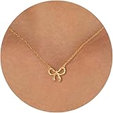 BSGRL Gold Necklace for Women- 14K Gold Plated Dainty Cross Flower Bow Italian Horn Animal Boot Sea Beach Necklace for Women