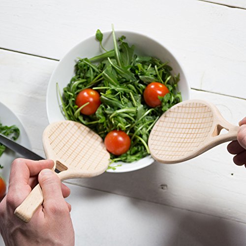 image for SUCK UK SK SALADTEN1 WOODEN SALAD SERVERS | NOVELTY KITCHENWARE SPOONS