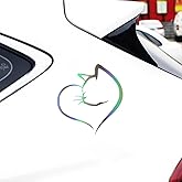 DUSCOKE Cute Cat Heart Reflective Sticker Car Decal, 4.25'' x 4.01'' Vinyl Waterproof Stickers Auto Window Decals, Fun Aesthetic Car Bumper Decoration Sticker for Mirror, Laptop, Bottle (Colorful)