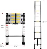 Multibao 2.6m Telescopic Ladder 9 Rungs 150kg Aluminium Extension view 2