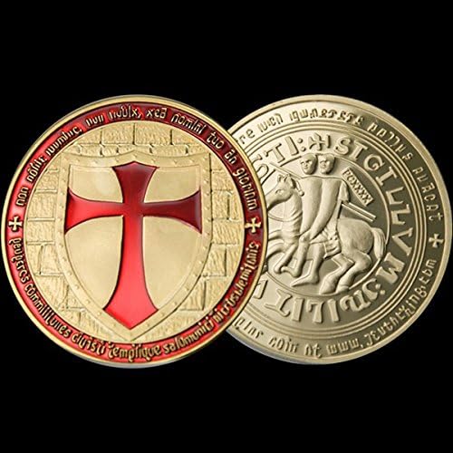 Commemorative Knights Templar Cross Masonic Mason Red Gold Plated Coin Freemason