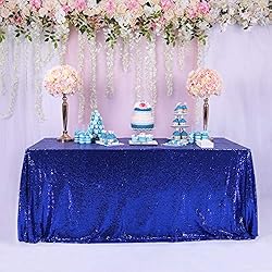 TRLYC Royal Blue Sequin Tablecloth - 60x84inch