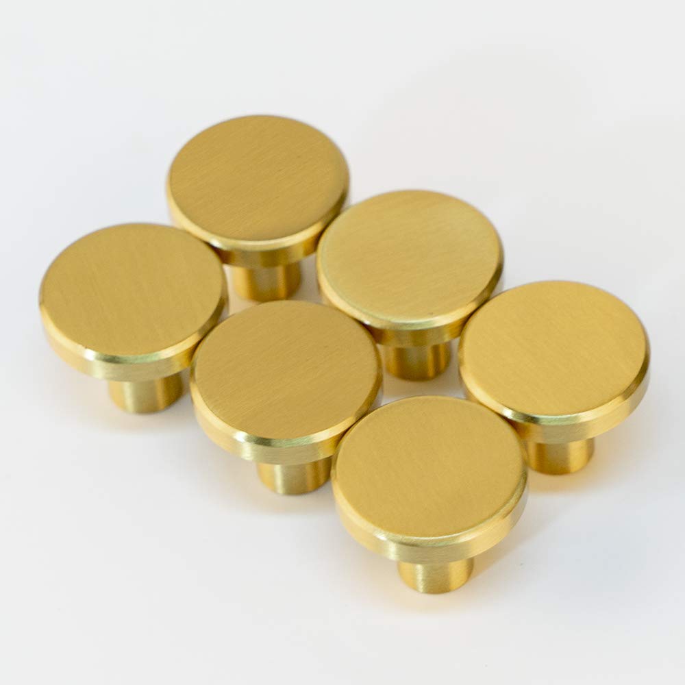 EVERGD Pure Solid Brass Gold Cabinet Drawer Door Knobs Wardrobe Handles Kitchen Cupboard Hardware Pull Handle Coat Hook (9, Gold-Round)