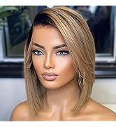 Hair.ly Ombre Straight Bob Lace Front Wig Human Hair Short Bob Wigs Ombre Ash Blonde Hair Pre Plu...