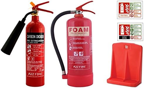 2kg CO2 Fire Extinguisher & 6 Litre Foam Fire Extinguisher with ID Signs & Double Stand- Office Multibuy Deal by A2Z Fire