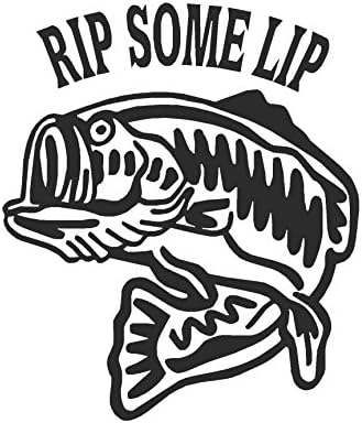 Rip Some Lip Fishing - Vinyl Decal Sticker - 5.75" x 6.75" - Matte Black