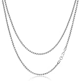 FOSIR Silver Wheat Chain Necklace for Men and Women, Stainless Steel Chains for Men, 2.5mm 3mm 4mm 5mm Mens Necklaces