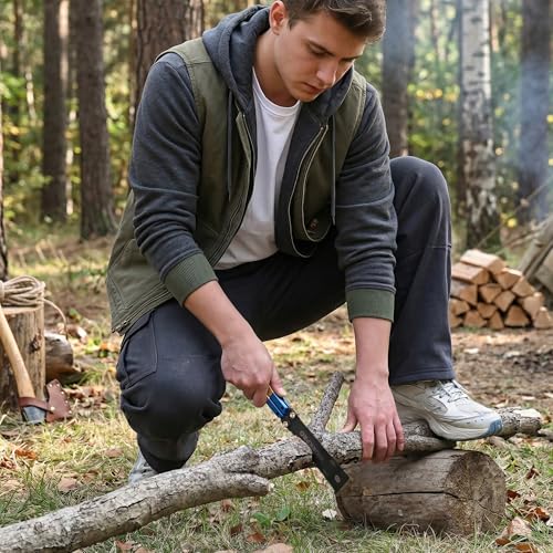 WORKPRO Japanese Folding Saw 310mm, Double Sided Pulling Saw 11/17 TPI | SK5 Flexible Steel Blade, Beech Wood Non-Slip Handle, Precise Wood Saw for Carpentry, Gardening and Camping