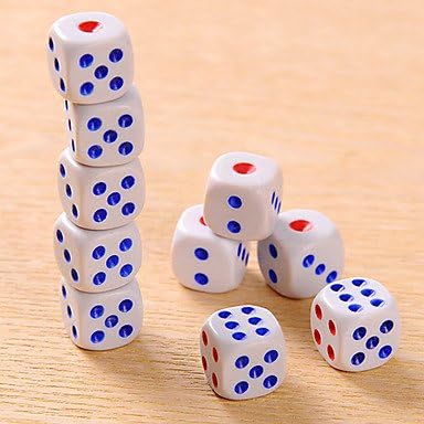 Best Bid Offer,Set of 10 Six Sided D6 10mm Standard Dice White with Multi-Color Pips
