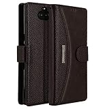 LOKAKA Leather Wallet Phone Case for Sony Xperia 10 Plus, Folding Flip Cases Protective Cover Strong Magnetic Closure Protector with Card Slots Kickstand (Brown, 6.5