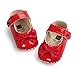 Weixinbuy Baby Girls PU Leather Princess Mary Jane Shoes Soft Sole Bowknot Shoes Red