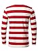 VETIOR Men's Cotton Red White Striped Shirt Waldo Costume Round Neck Long Sleeve