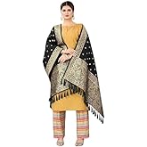 Arts Of India Women's Woven Floral Banarasi Silk Dupatta