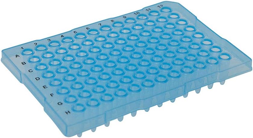 Genesee Scientific0.2ml 96-Well PCR Plate, Blue Semi-Skirted, Flat Rim 10 Plates/Unit