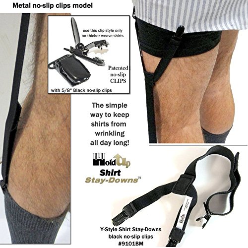 Hold-Ups Stay-downs Dress Shirt Stays Y-style with Patented No-slip metal Clips - Thumbnail 6