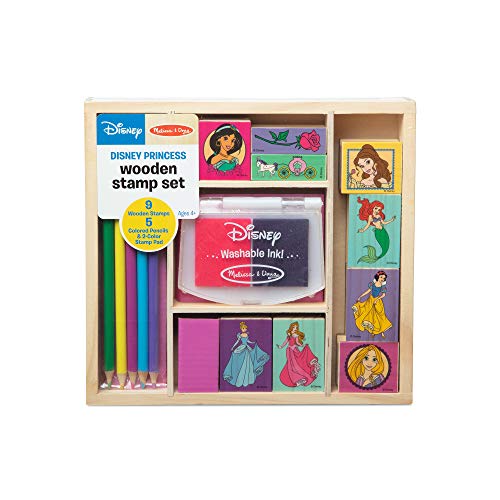 Melissa & Doug Wooden Stamp Set Disney Princesses (Arts & Crafts, Sturdy Wooden Storage Box, Washable Ink, 17 Pieces, Great Gift for Girls and Boys - Best for 4, 5, 6 Year Olds and Up)