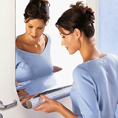 Fancybay Mirror Wall Stickers Rectangle Mosaic Tiles for Cabinets Door Bathroom Living Room,Elegant Wall Decor 23.6x39.4inches