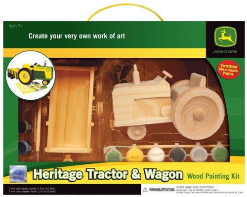 MasterPieces / Paint Your Own Wooden John Deere Heritage Tractor and Wagon