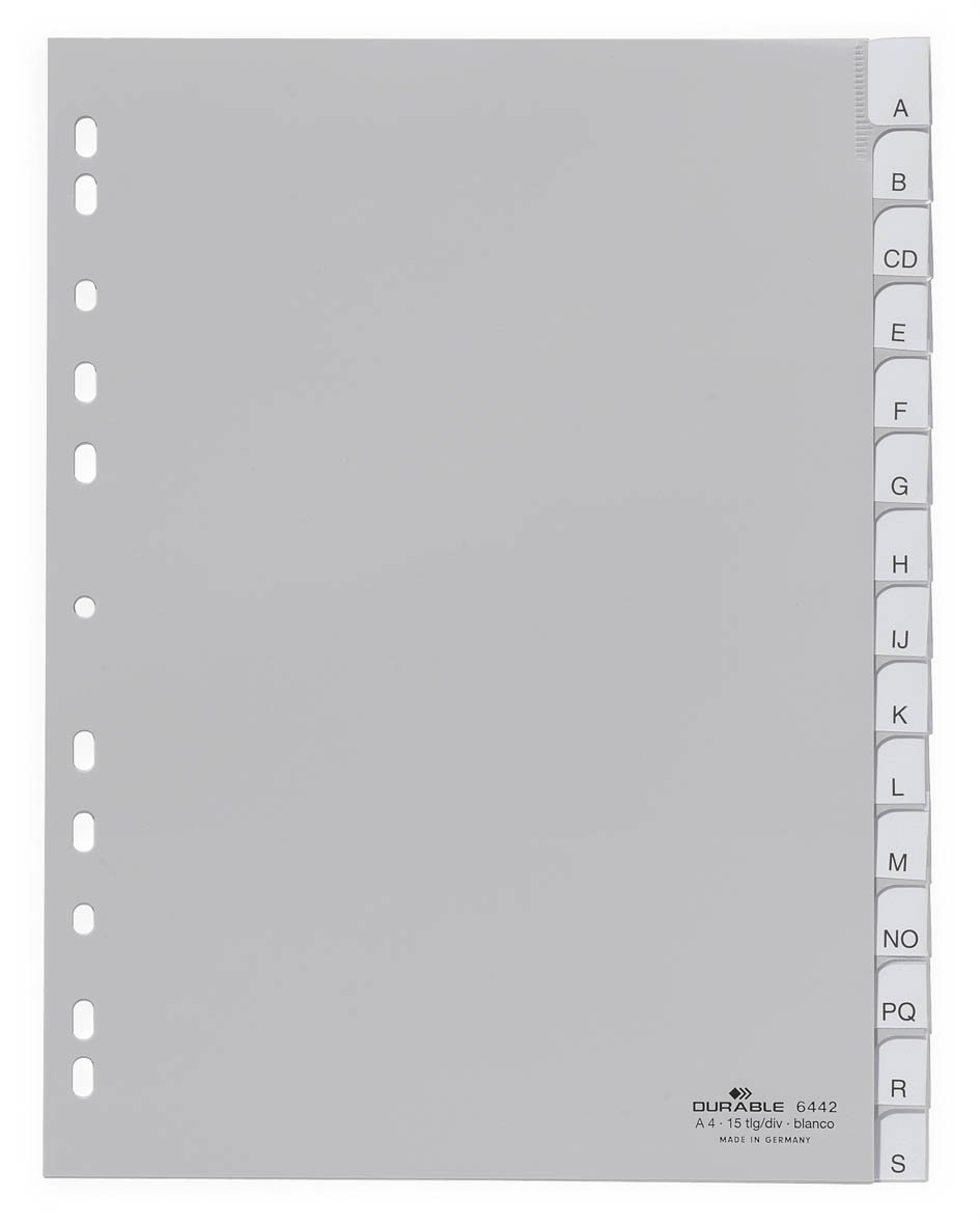 Durable 6442-10 Index Plastic Blank Pack of 15 Grey