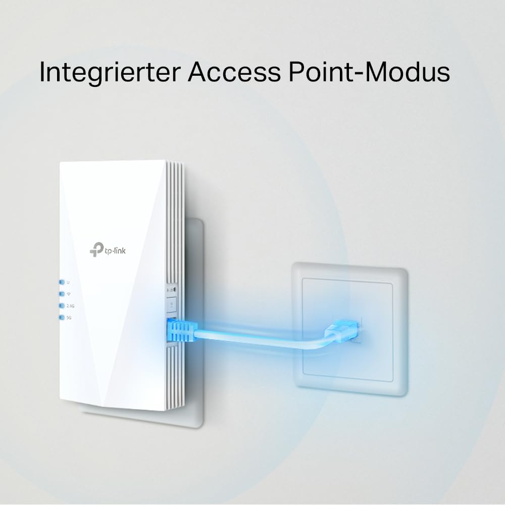 TP-Link RE700X WiFi 6 WLAN Verstärker Repeater AX3000, Dualband 2402MBit/s 5GHz + 574MBit/s 2,4GHz, MU-MIMO, Gigabit Port, Kompatibel mit Fritzbox 5