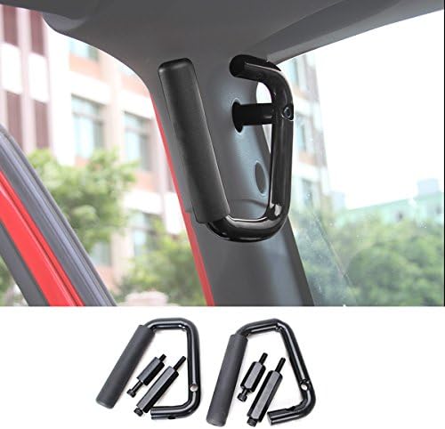 Black Metal Front &amp; Rear Grab Handle for 2007-2017 Jeep Wrangler 2/4 Door (Front Grab Handle)