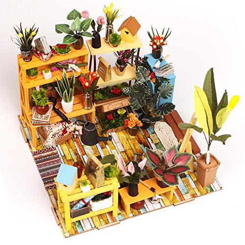 Fsolis DIY Miniature Dollhouse Kit with Furniture, Mini Green Dollhouse