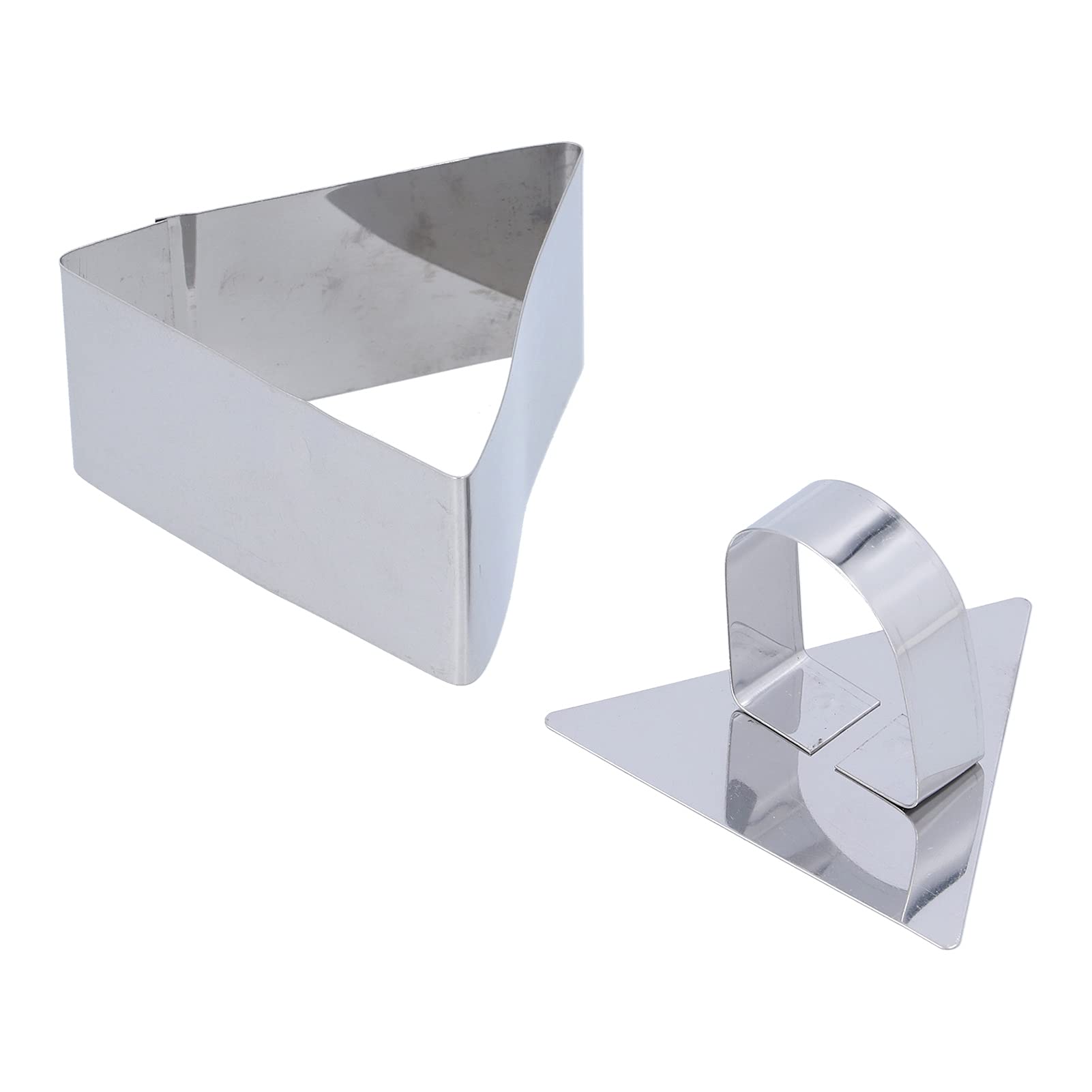 HERCHR Cake Rings Molds, Stainless Steel Mousse Cake Rings Molds with Pusher Round Square Triangular Irregular Bear Heart Flower Appetizers Molds for Cooking(triangle)