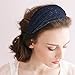 Lace Flower Headband - Lace Hairband Black Flowers Head Wrap Women's Classic Hairband Hair Accessory (Navy Strip)