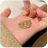 18K Gold Italian Vintage Brushed Diamond-Cut Ring – Luxury Hand-Engraved Statement Jewelry for Women Size 6