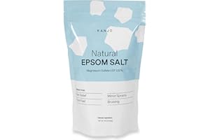 FSA HSA Eligible Kanjo Natural Epsom Salt - 100% Pure Magnesium Sulfate USP Bath Salt - Soak for Muscle, Foot, & Joint Pain Relief - Unscented - 16oz Bag