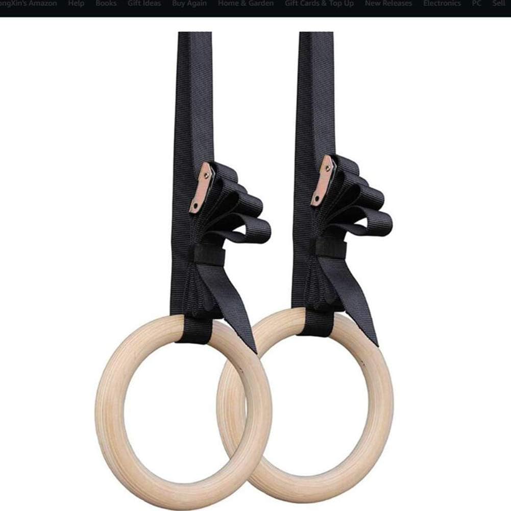Wooden Gymnastic Olympic Gym Adjustable Rings,Gravity Fitness Gymnastic Rings,Portable Double Circle Wood Gymnastic Rings with Heavy Duty 32MM