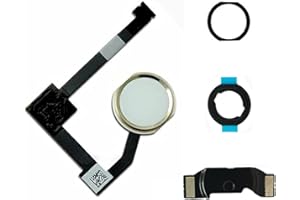 Dedyel Home Button Replacement for iPad mini 4 2015 7.9" (A1538 A1550), iPad Air 2 9.7"(A1566 A1567 A1568),iPad Pro 12.9 1st Gen 2015 (A1670 A1671) Incl Flex Cable Connector -White(Gold Ring)