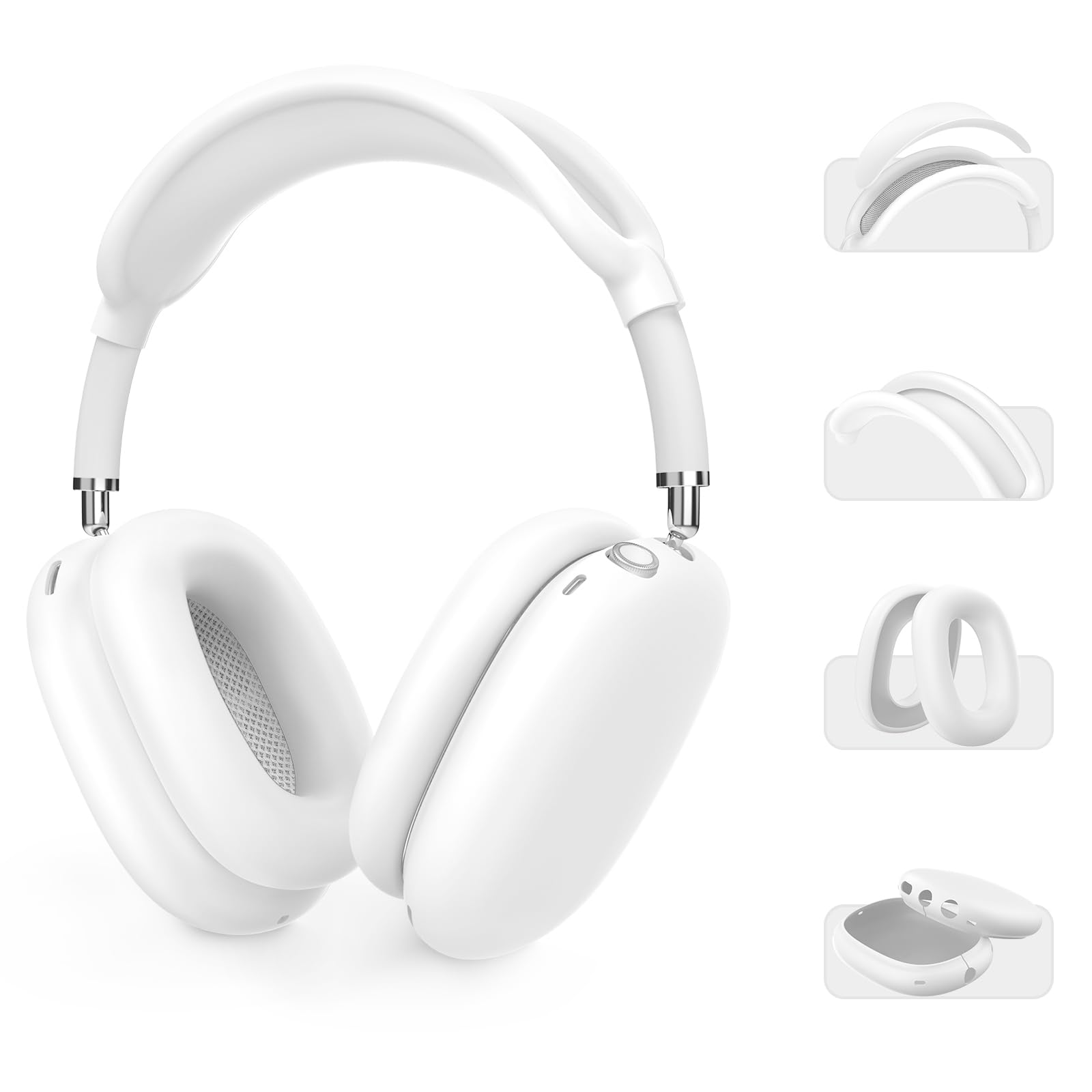AHASTYLE Silicone Case Cover for AirPods Max Headphones (USB-C/Lightning)(2024/2020) [4 in 1] Anti-Scratch Ear Pad Cover/Ear Cups Cover/Headband Pad/Headband Cover Accessories for Apple AirPods Max