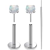 Xnsjeyy 20G 18G 16G F136 Titanium Threadless Flat Back Earrings Nose Studs Tragus Forward Helix Conch Cartilage Lobe Earrings Medusa Labret Snake Bite Monroe Lip Ring Piercing Jewelry For Women Men