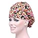 Women Scrub Bouffant Hat Cap Adjustable Classic Beauty Print Floral Cute One Set