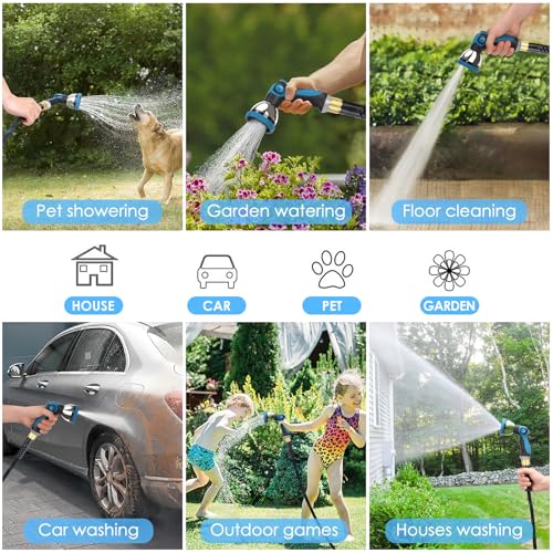KETTOYA Non-Expanding Garden Hose 100 ft, Kink Free Flexible Water Hose with 10-Pattern Spray Nozzle, Lightweight Hose Pipe, Leak Proof, 3/4" Swivel Connectors, Super Fabric, Portable Storage Strap