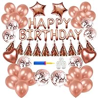 Birthday Decorations,Conthfut Birthday Party Supplies Happy Birthday Balloons Banner Rose Gold Birthday Decorations for Boys Girls Birthday Party Include Confetti Ballons
