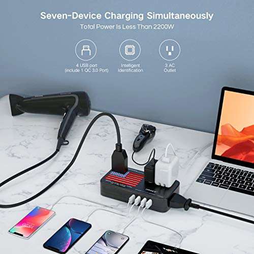 TRYACE 2200W Voltage Converter, All-in-One Travel Power Converter Step Down 220V to 110V with 10A Dual Adapter 4-Port USB UK/AU/EU International Plug Converters for Hair Dryer/Straightner/Curling Iron - Thumbnail 4