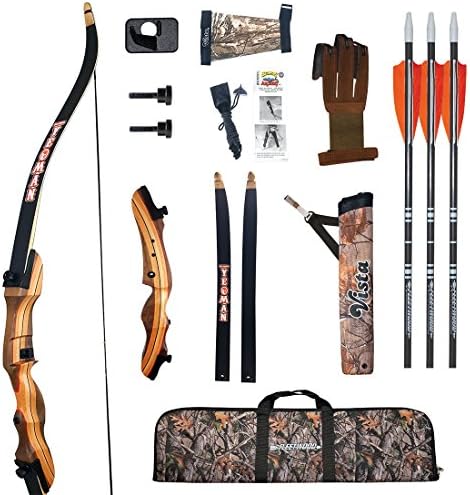 Old World Yeoman Elite 54" Takedown Recurve Bow Kit CAMO | Recurve bow package includes arrows, case, quiver, glove, arm guard, stringer, & rest! | 25lbs Right Handed