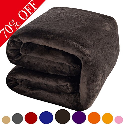 Luxury Fleece Blanket by Shilucheng Super Soft and Warm Fuzzy Plush Lightweight Throw Couch Bed Blankets Mini Size 43" x 60" - Coffee