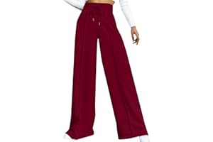 Lainuyoah Sweatpants Women Baggy Wide Leg Elastic Drawstring Lounge Pants Straight Leg Open Bottom High Waist Joggers Trouser