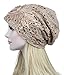 Qunson Womens Lace Flower Beanie Hat Cap Turban (Beige)