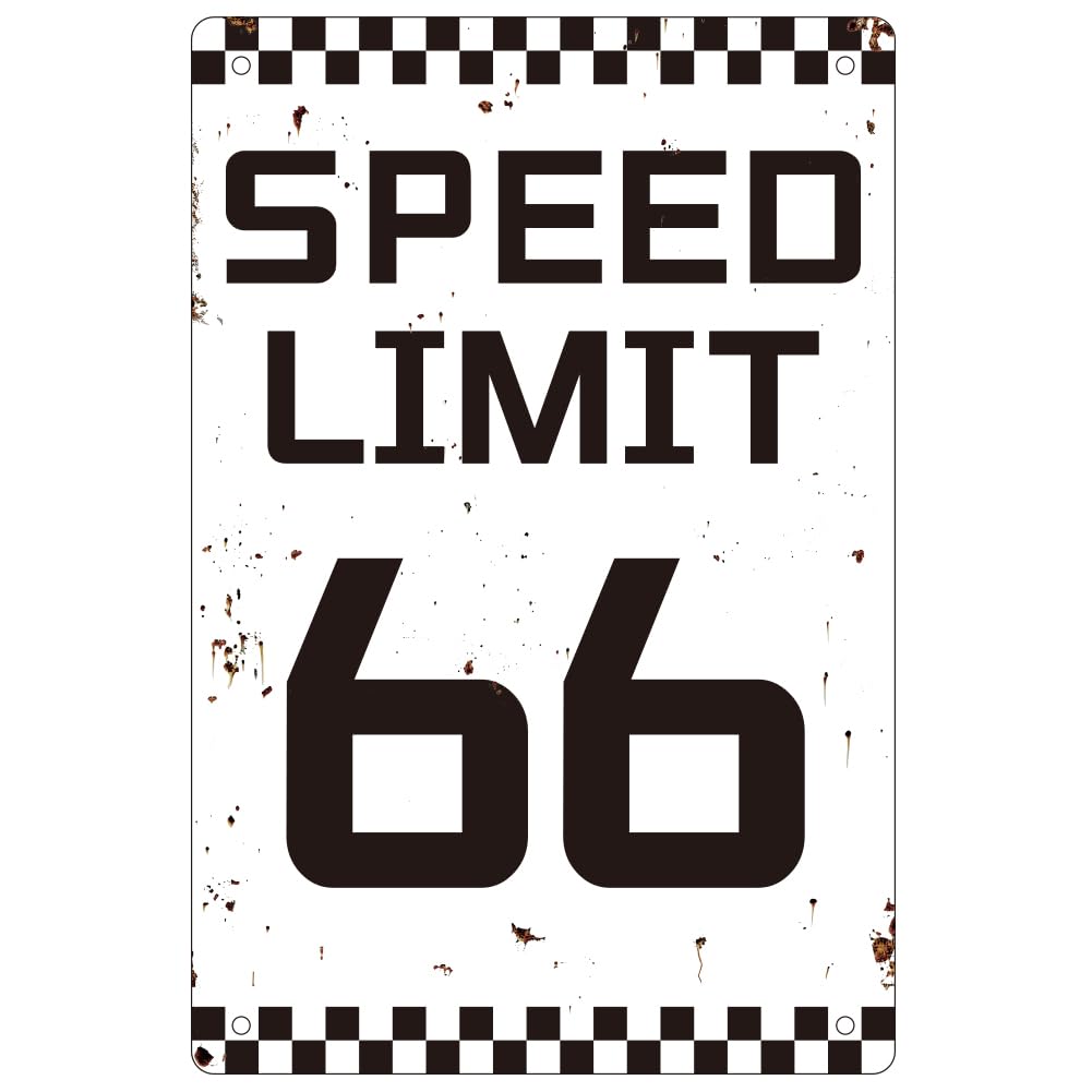 WEBEEDY Funny 66 Speed Limit Retro Metal Tin Sign Man Cave Outdoor Accessories Thick Tinplate Print Poster for Home Yard Garage Shop Wall Decorations,20 x 30cm/ 8x12 Inches