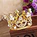 Round Mini Rhinestone Crown Pearl Crystal Princess Crown Bridal Wedding Newborn Baby Crown Gold