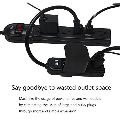 KMC 3Outlet Power Strip Power Extension Cord 5Pack,Outlet Saver,1Foot Cord, ETL Listed